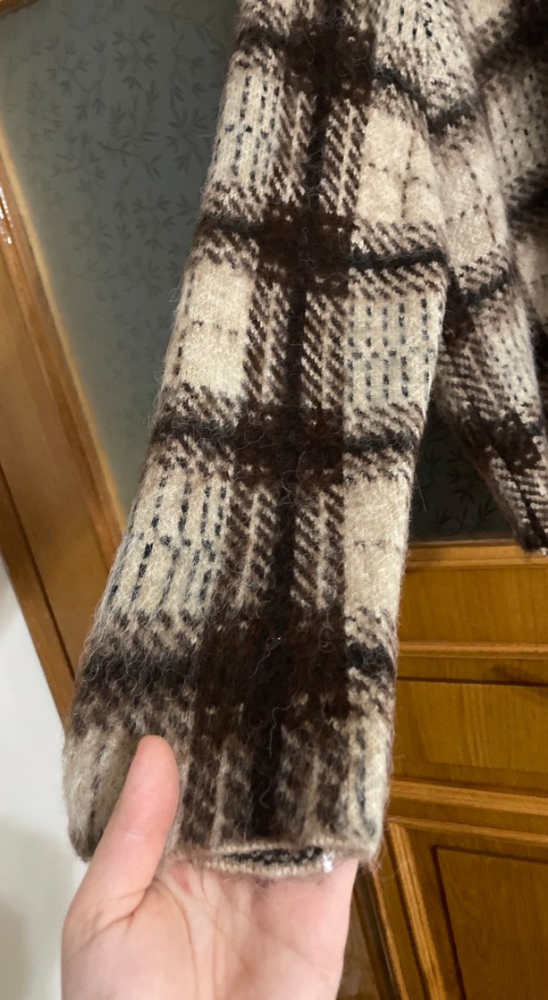 Bohem Tarz Kahverengi Ekoseli Yün Balıkçı Kazak - Görsel 2