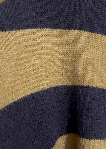 Kalın Çizgili Kadın Triko Kazak - Görsel 3