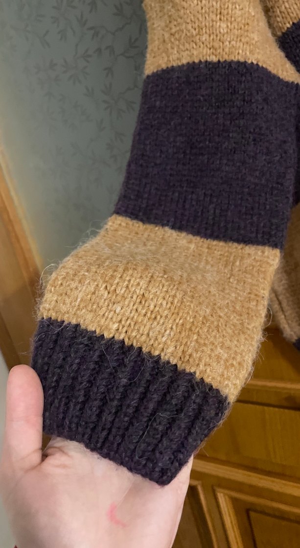 Kalın Çizgili Kadın Triko Kazak - Görsel 2