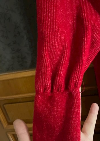 Kırmızı Uzun Kollu Triko Elbise - Görsel 2