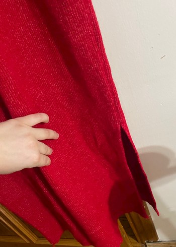 Kırmızı Uzun Kollu Triko Elbise - Görsel 3