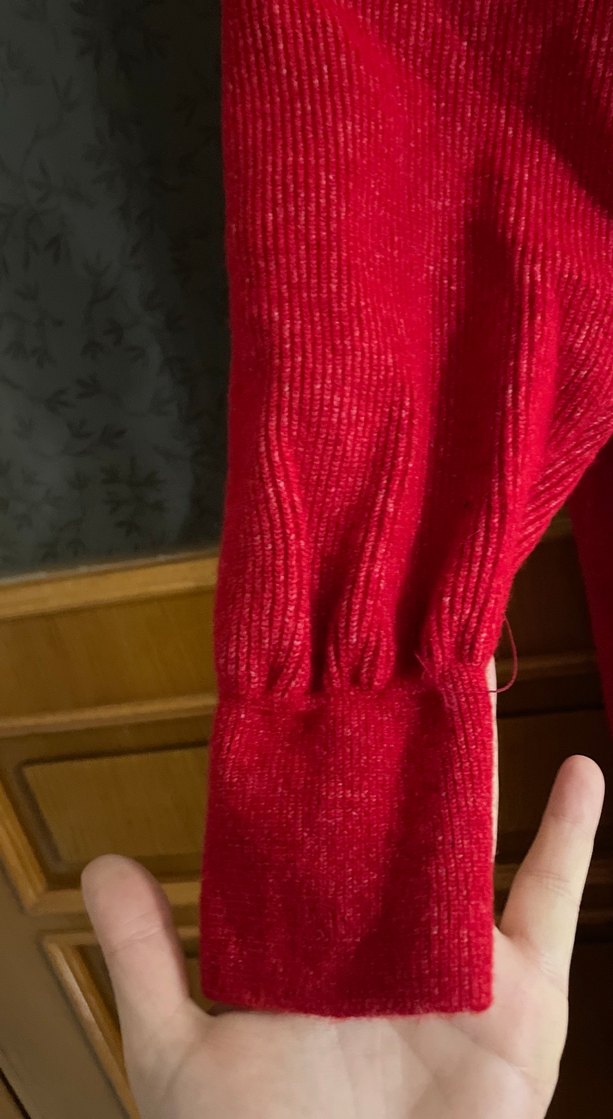 Kırmızı Uzun Kollu Triko Elbise - Görsel 2