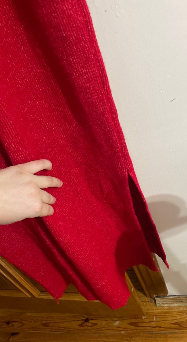 Kırmızı Uzun Kollu Triko Elbise - Görsel 3