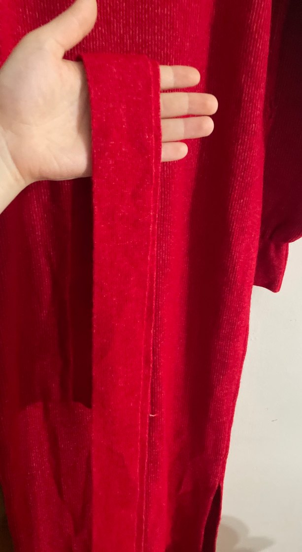 Kırmızı Uzun Kollu Triko Elbise - Görsel 5