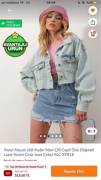 m Beden Crop kot ceket