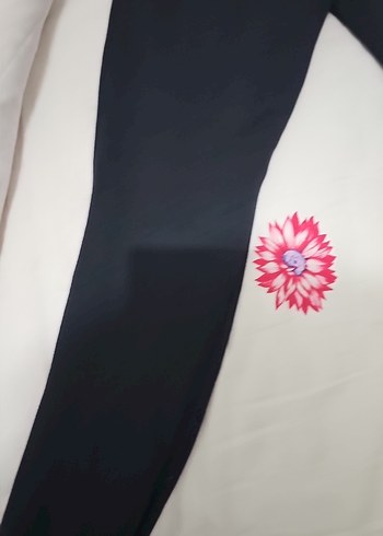 Siyah Baskılı Elastik kuz cocuk Tayt - Görsel 2