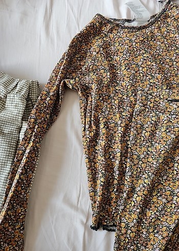 H&M Kahverengi Çiçekli Pijama Takımı