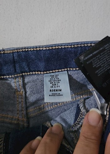 Koyu Mavi Kız Kot Şort - Görsel 3