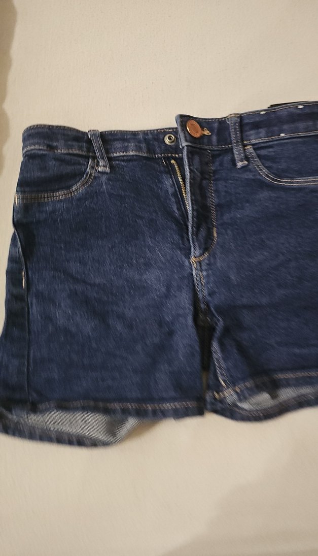 Koyu Mavi Kız Kot Şort - Görsel 2