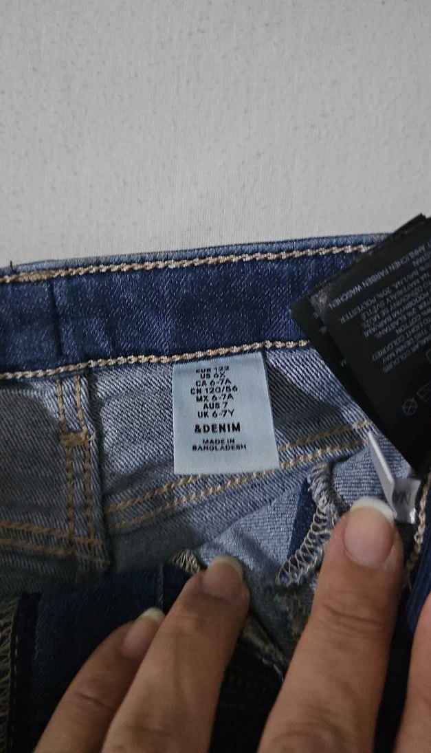 Koyu Mavi Kız Kot Şort - Görsel 3