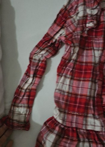 kız cocuk Kırmızı Bohem Uzun Kollu Gecelik - Görsel 3