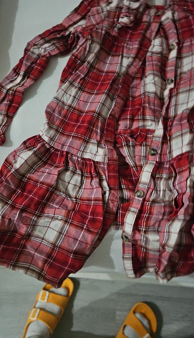 kız cocuk Kırmızı Bohem Uzun Kollu Gecelik - Görsel 2