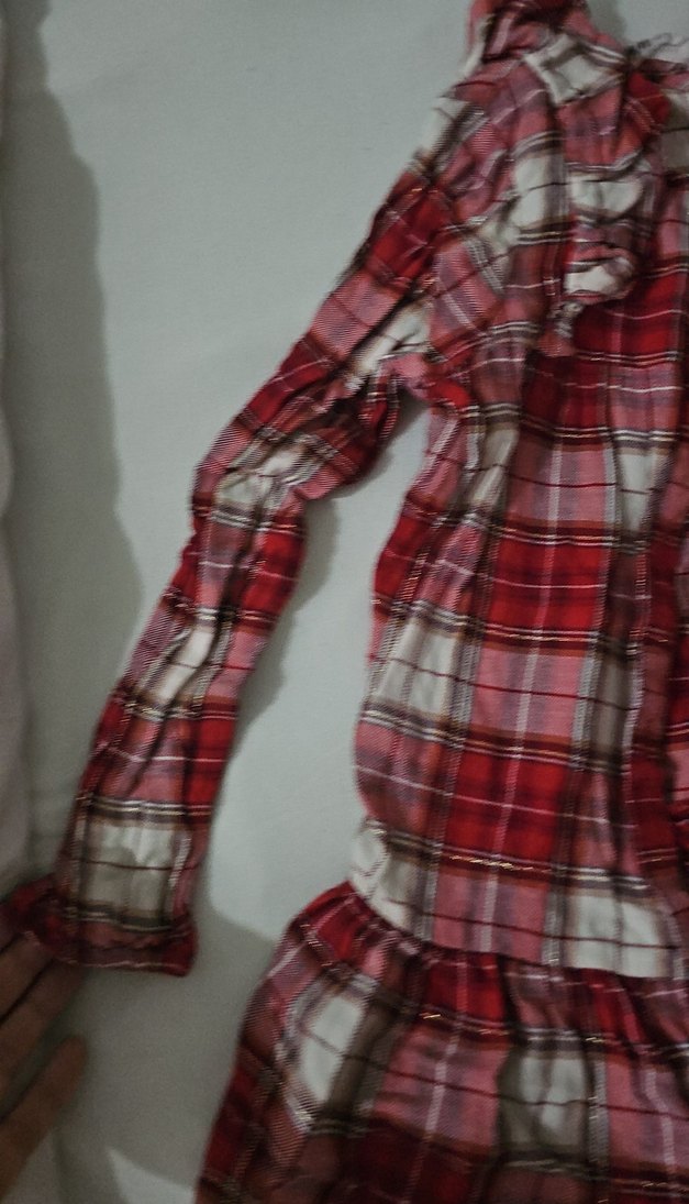 kız cocuk Kırmızı Bohem Uzun Kollu Gecelik - Görsel 3