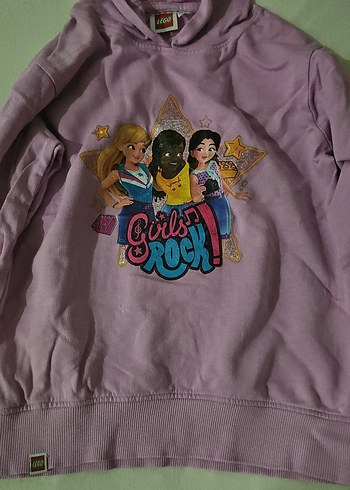 Kız Çocuk Mor Kapüşonlu Sweatshirt - Görsel 2