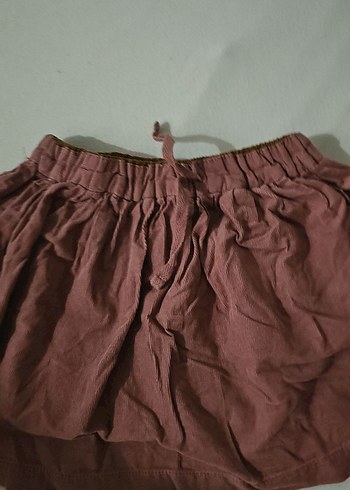 Kız Çocuk Kahverengi Bol Kesim Keten Etek - Görsel 2