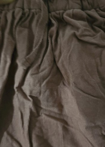 Kız Çocuk Kahverengi Bol Kesim Keten Etek - Görsel 4