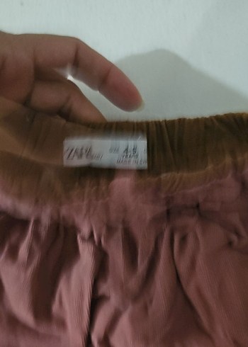 Kız Çocuk Kahverengi Bol Kesim Keten Etek - Görsel 3