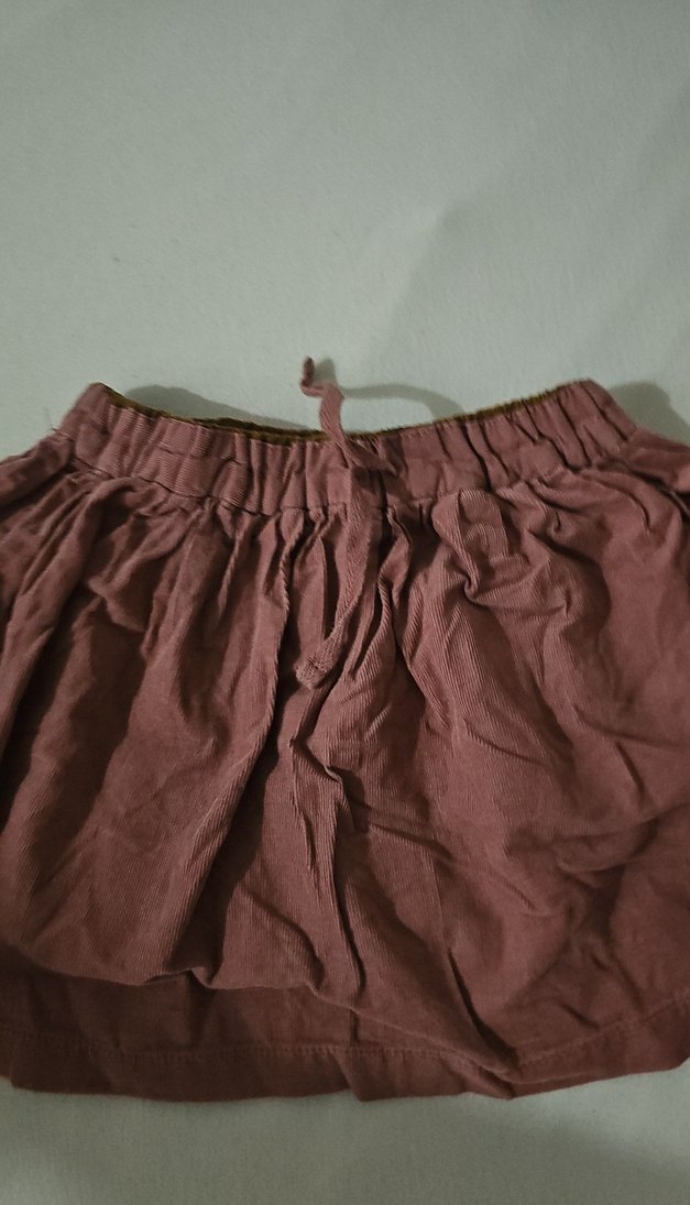 Kız Çocuk Kahverengi Bol Kesim Keten Etek - Görsel 2