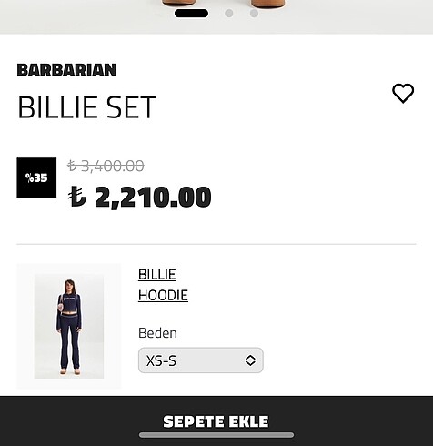 s Beden lacivert Renk Barbarian Billie Set
