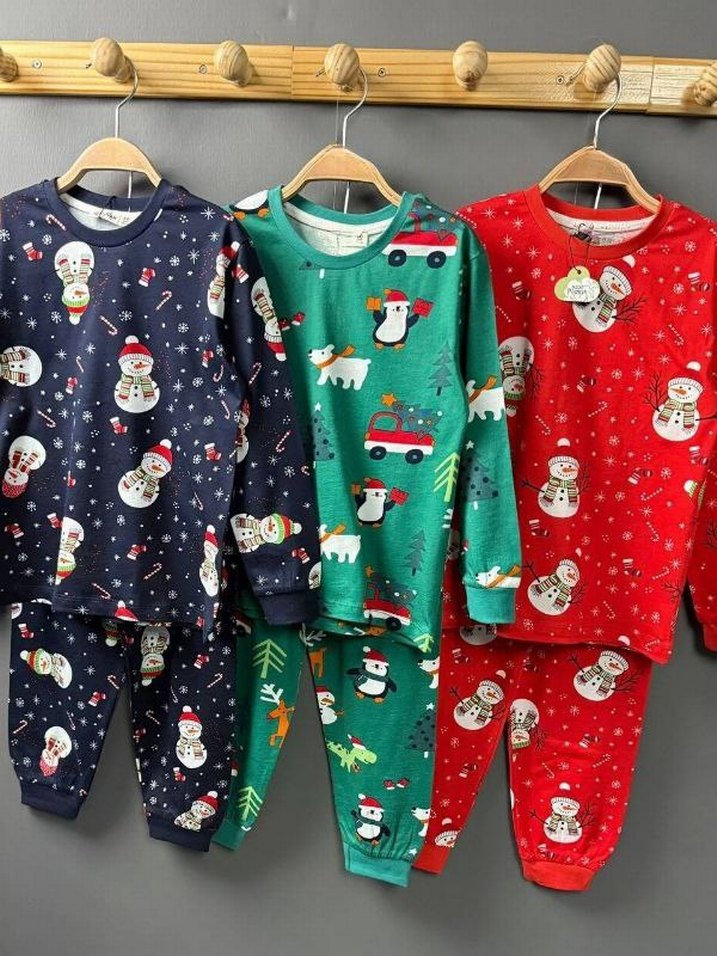 Renkli Baskılı Çocuk Pijama Takımı - Görsel 2