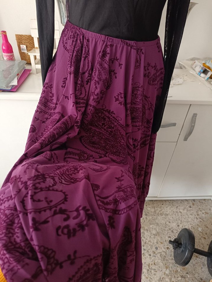 Kahverengi Bağlamalı Uzun Kadın Etek - Görsel 3