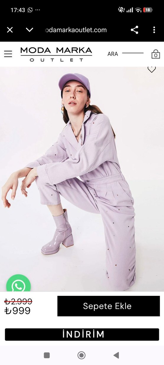 Mor Midi Kadın Tulum, Uzun Kollu, Rahat Kesim - Görsel 2