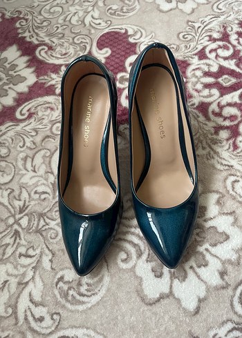 Mavi Parlak Kadın Topuklu Ayakkabı - Görsel 5