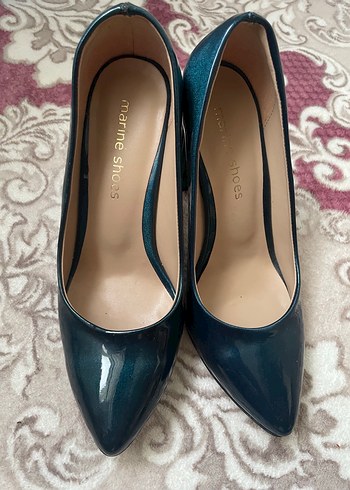 Mavi Parlak Kadın Topuklu Ayakkabı - Görsel 6