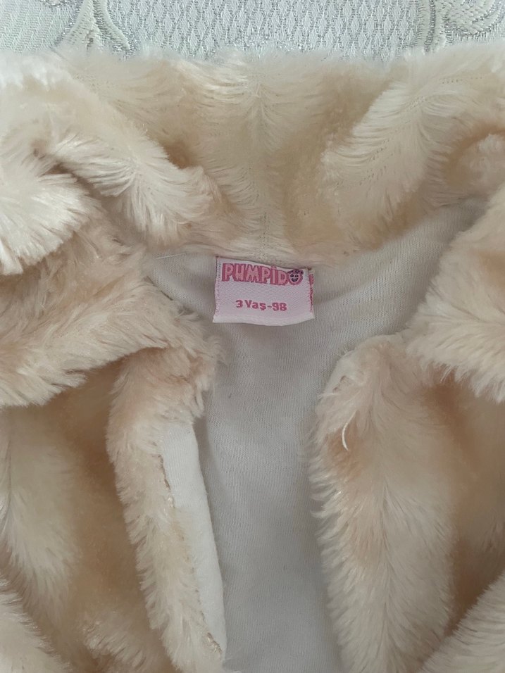 Kız Çocuk Bej Peluş Bolero - Görsel 4