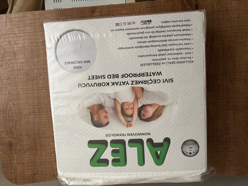 Beyaz Baskılı Su Geçirmez Yatak Koruyucu Alez - Görsel 2