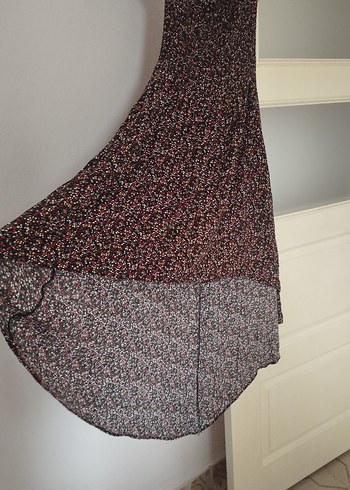 Bordo Uzun Bohem Desenli Kadın Elbise - Görsel 2