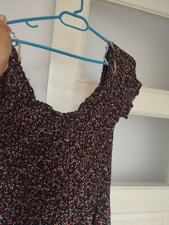 Bordo Uzun Bohem Desenli Kadın Elbise - Görsel 5