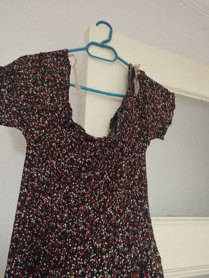 Bordo Uzun Bohem Desenli Kadın Elbise - Görsel 3