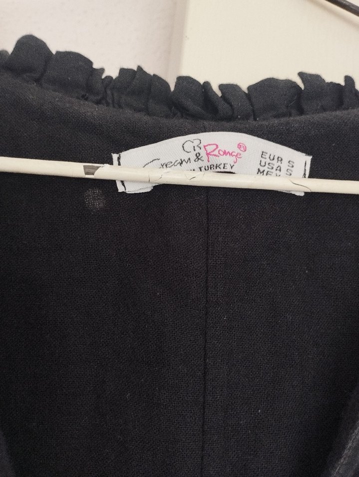 Siyah Nakışlı V Yaka Uzun Elbise - Görsel 4