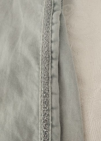 Gri Kadın Keten Düğmeli Salaş Pantolon - Görsel 3