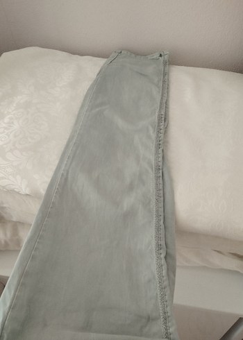 Gri Kadın Keten Düğmeli Salaş Pantolon - Görsel 2