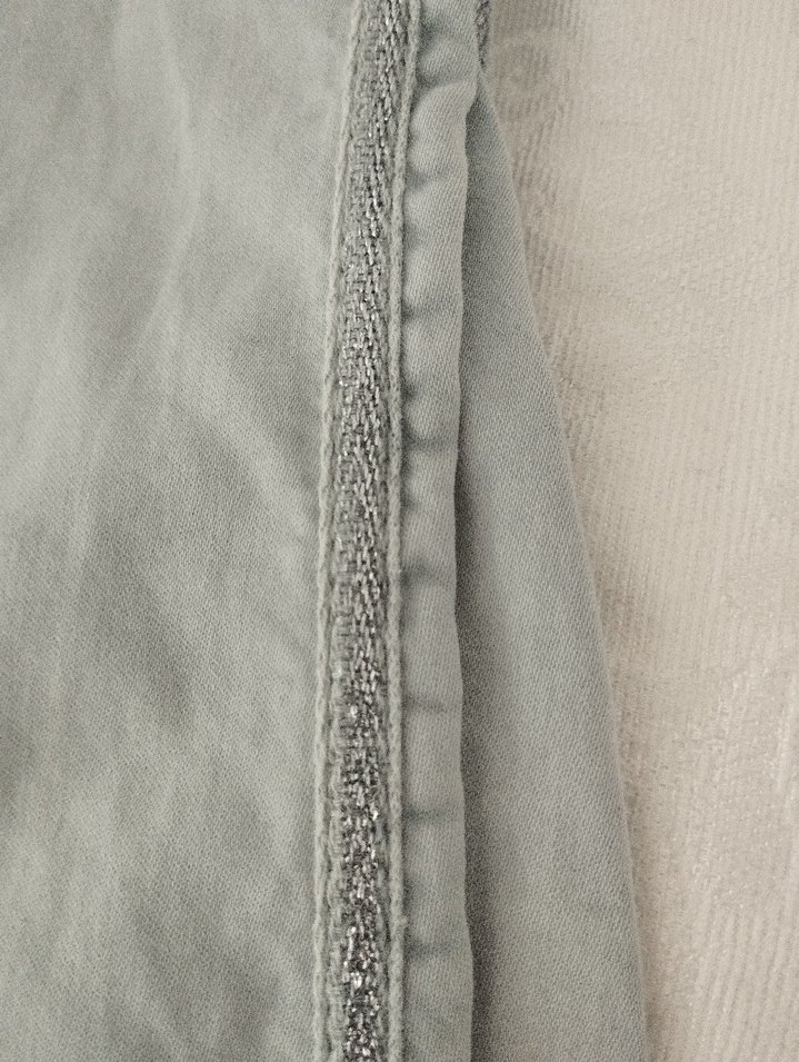 Gri Kadın Keten Düğmeli Salaş Pantolon - Görsel 3