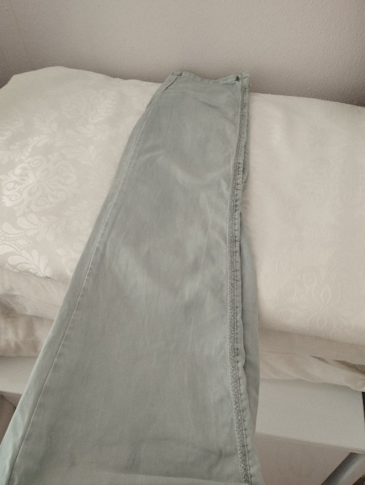 Gri Kadın Keten Düğmeli Salaş Pantolon - Görsel 2