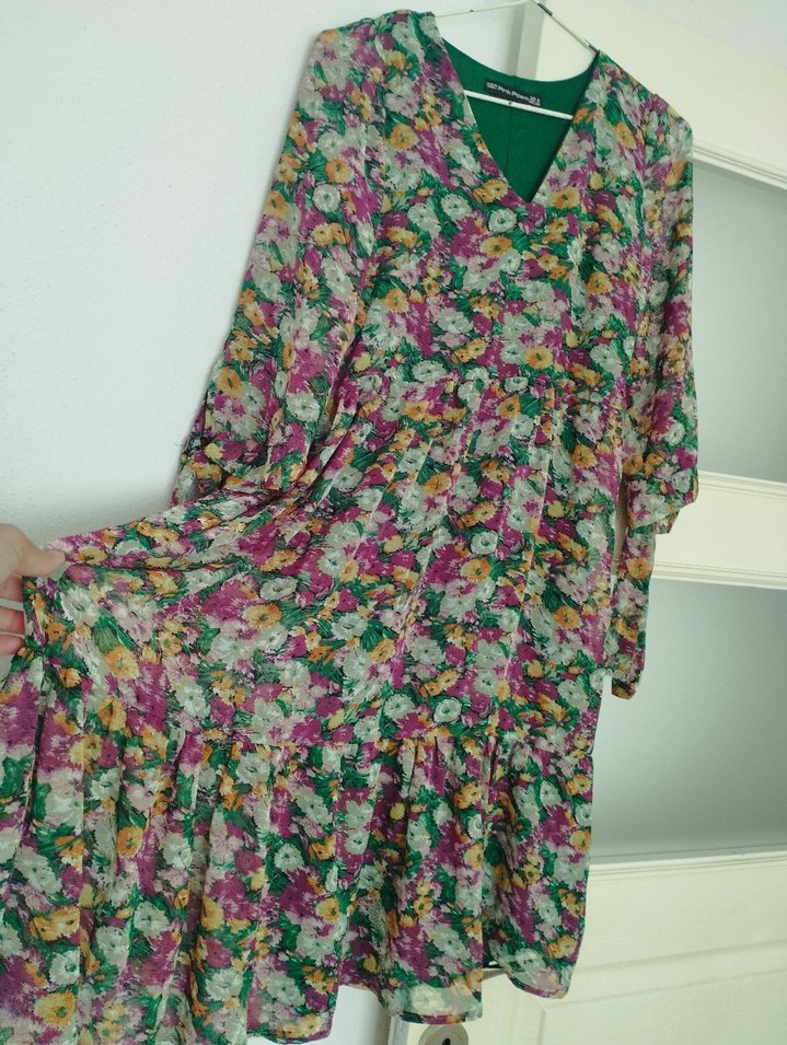 Çiçek Desenli Midi Bohem Elbise - Görsel 4