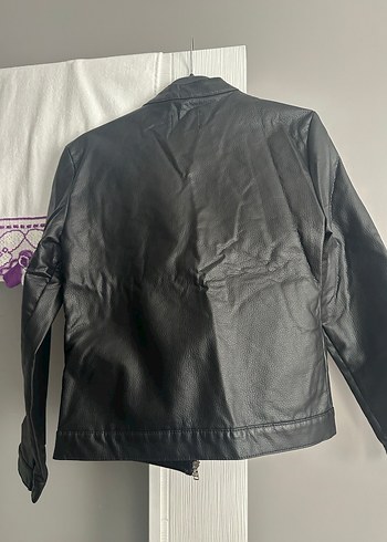 Kadın Siyah Deri Biker Ceket - Görsel 2