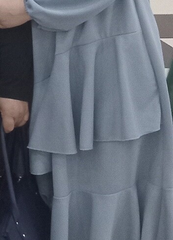 Diğer Gri etek detaylı tesettür elbise 
