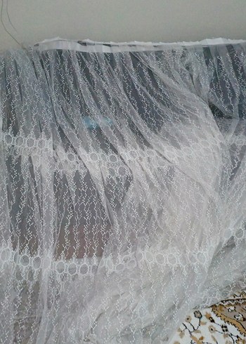 Bohem Nakışlı Beyaz Tül Perde - Görsel 3