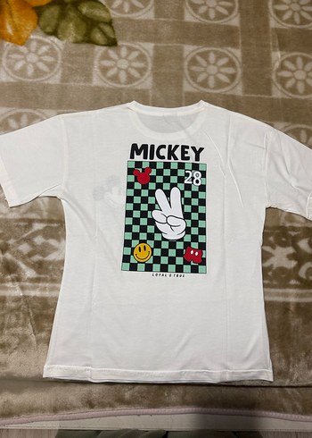 Beyaz Mickey Mouse Baskılı Erkek Tişört - Görsel 5