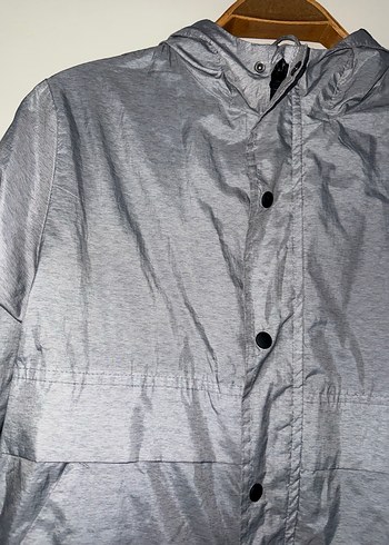 Erkek Çocuk Gri Düğmeli Fermuarlı Yağmurluk - Görsel 3