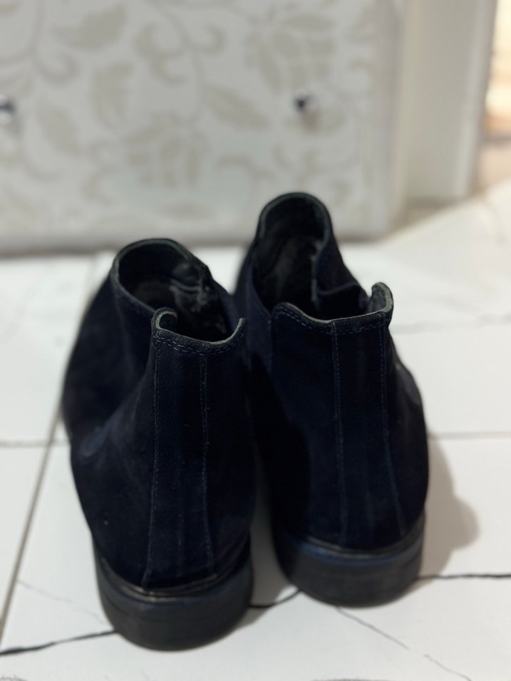 Lacivert. Süet Erkek Sokak Stili Bot - Görsel 3