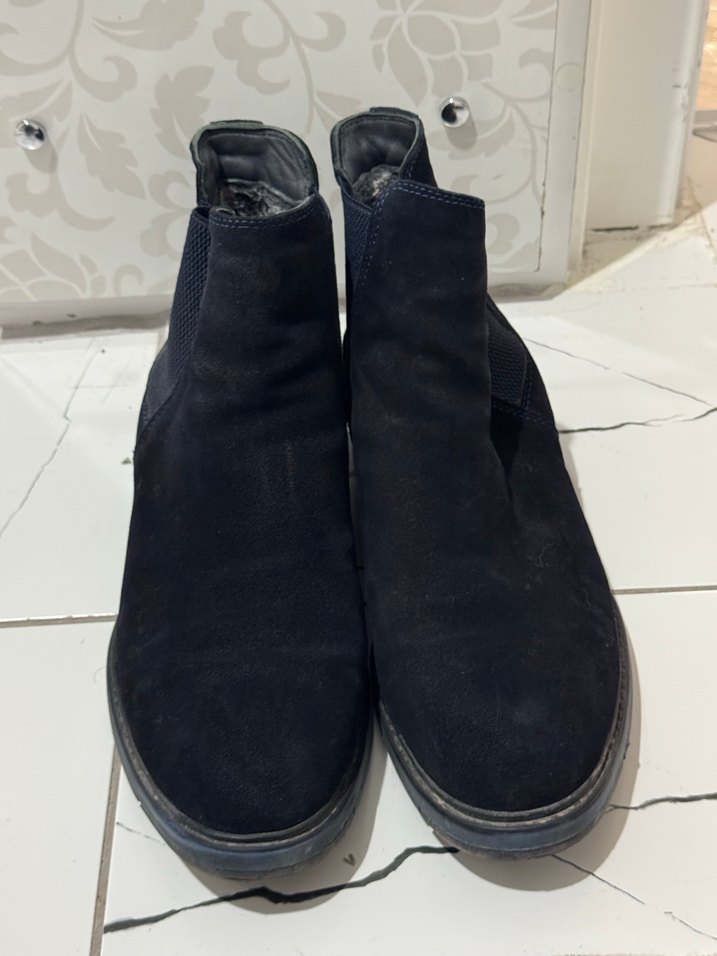 Lacivert. Süet Erkek Sokak Stili Bot - Görsel 2