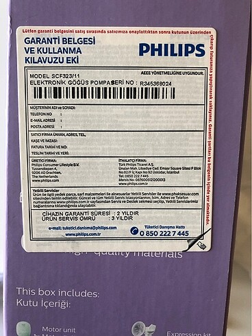 Beden Philips Avent Elektrikli Göğüs Pompası ve saklama poşeti hediye
