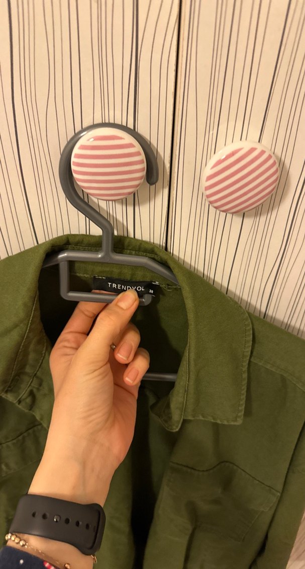 Düğmeli Haki Kadın Ceket - Görsel 3