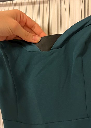 Siyah Uzun Askılı V Yaka Kadın Elbise - Görsel 3