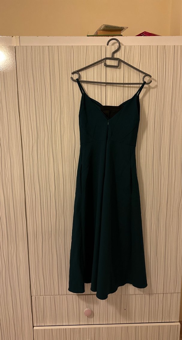 Siyah Uzun Askılı V Yaka Kadın Elbise - Görsel 2